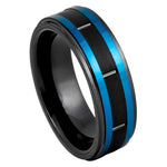 1143-8mm Black IP with Blue IP Side Structured Ring