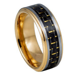 1145-8mm Yellow Gold IP Plated with Black & Yellow Carbon Fiber Inlay
