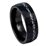 1146-8mm Black Hammered IP Plated with Titanium Shaving Inlay