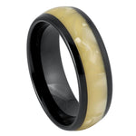 1149-8mm Black IP Plated with Golden Mother of Pearl Inlay