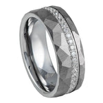 1156-8mm White CZ Eternity on Hammered Ring