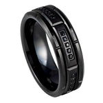 1158-8mm Sectional Set Black CZ on Black IP Plated Ring