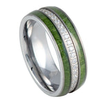 1160-8mm Jade Wood Inlay with White CZ Centered Eternity
