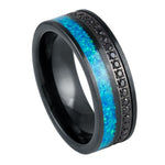 1162-8mm Black IP Plated Opal Inlay with Black CZ Eternity