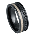 1164-8mm Black IP Plated with Black CZ Eternity & White Wood Inlay