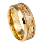 1166-8mm Yellow Gold IP Plated with Golden Foil Inlay