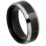 119-8mm Black IP Plated Center High Polished Steel Color Beveled Edge