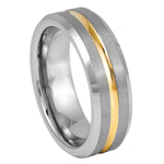 131-7mm Yellow Gold Plated Center Grooved