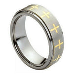 134-8mm Yellow Gold Plated Laser Engraved Crosses Design