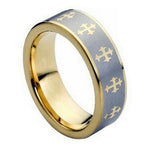 142-8mm Yellow Gold Plated Laser Engrav142-8mm Yellow Gold Plated Laser Engraved Crosses Designed Crosses Design