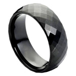 169-8mm Domed Black IP Plated Faceted Ring