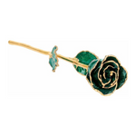 Lacquered Sparkle Emerald Colored Rose with Gold Trim