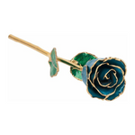 Lacquered Blue Zircon Colored Rose with Gold Trim