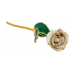 Lacquered Pearl Colored Rose with Gold Trim