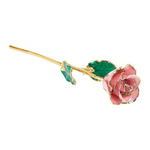 Lacquered Pink Pearl Rose with Gold Trim