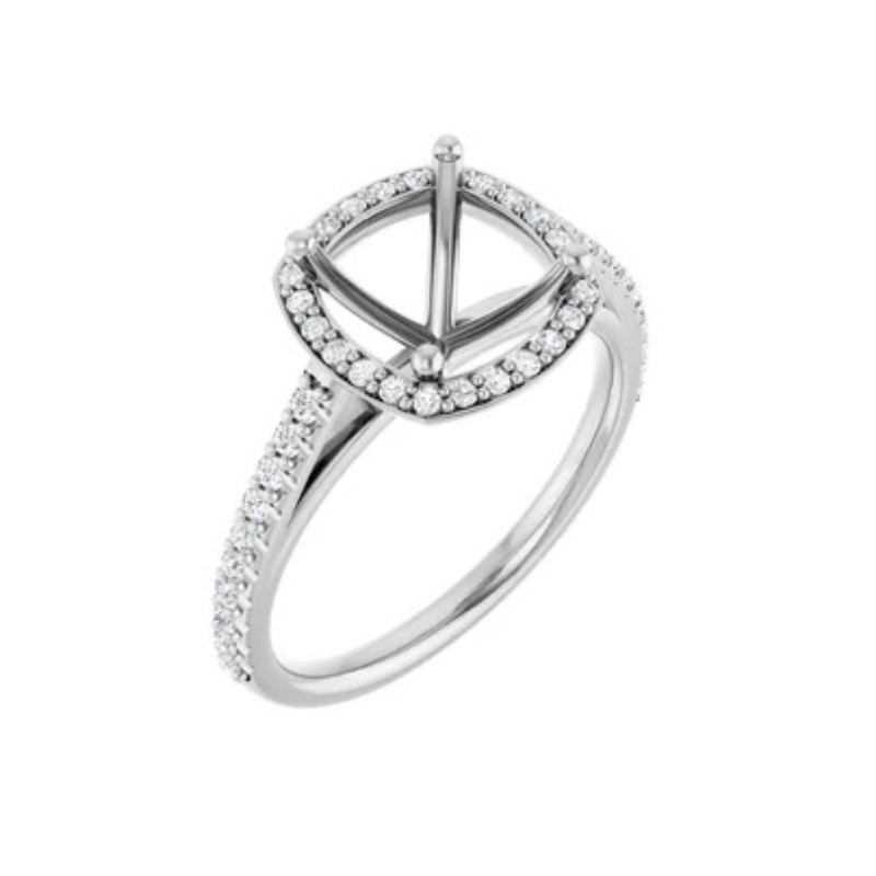 14K White 8x8 mm Cushion 1/4 CTW Lab-Grown Diamond Semi-Set Engagement Ring