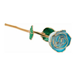 Lacquered Cream Turquoise Rose with Gold Trim