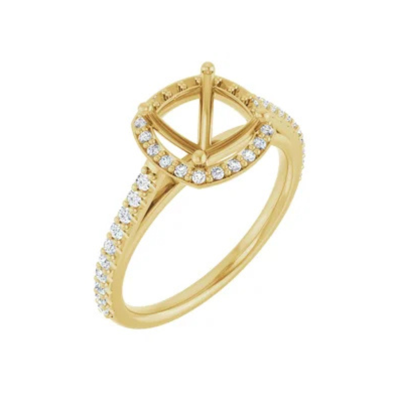 14K Yellow 7x7 mm Cushion 1/4 CTW Lab-Grown Diamond Semi-Set Engagement Ring