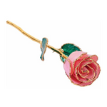 Lacquered Pink Sparkle Rose with Gold Trim