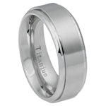 258-8mm Titanium Ring Flat Brushed Center Polished Shiny Edge