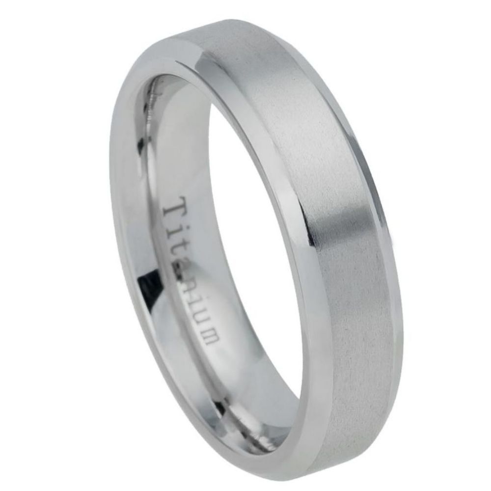 260-7mm Titanium Ring Brushed Center Beveled Edge