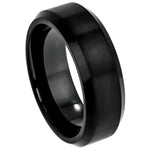 263-8mm Black IP Plated Titanium Ring Brushed Center Beveled Edge