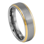 330-6mm Brushed Center Yellow Gold Plated High Polish Stepped Edge