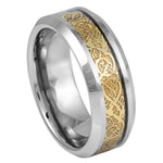 366-8mm Shiny Beveled Edge with Golden Celtic Dragon Cut-out Inlay