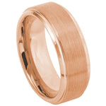 373-8mm Rose Gold IP Plated Flat Brushed Center Stepped Edge