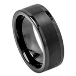 374-8mm Black IP Pipe Cut Brushed Center High Polish Flat Edge