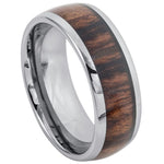 431-8mm Titanium Ring High Polished Domed with Rosewood Inlay