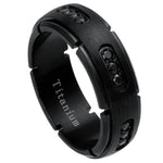 512-8mm Black IP Plated Titanium Ring with 18 Black CZs