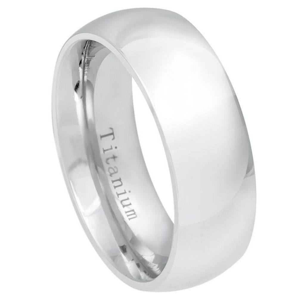 538-8mm White Titanium Classic Domed Ring