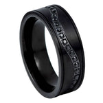 590-8mm Black IP Plated Single Winding Row Black CZ Eternity