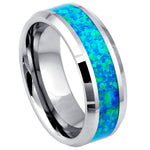 596-8mm Synthetic Blue Green Opal Inlay Beveled Edge