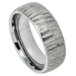 605-8mm Semi Domed Ring with Tree Bark Carved Textured Finish
