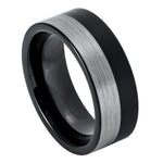 621-8mm Pipe Cut Two tone Black IP Plated Brushed Night & Day Ring