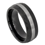 622-8mm Black IP Plated Chiseled Sides & Brushed Stripe Center