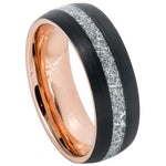 630-8mm Rose Gold IP Plated inside & Black IP Plated Imitation Meteorite Inlay