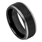 670-8mm Two-tone Black IP Brushed Center & Steel Color Stepped Edge