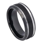 672-8mm Two-tone Black I Brushed Center & Steel Color Stepped Edge