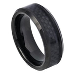 873-8mm Black IP Plated with Black Carbon Fiber Inlay Beveled Edge