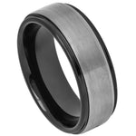 678-8mm Black IP & Gun Metal Brushed Center Stepped Edge