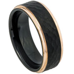 699-8mm Two-Tone Black & Rose Gold IP Plated Hammered Center