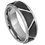 700-8mm Two-tone Brushed Black IP Plated Trapezoids & High Polished Outlines
