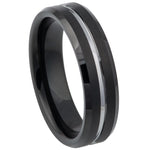 701-6mm Black IP Brushed with Steel Color Grooved Center Beveled Edge 6mm