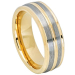 703-8mm Yellow Gold IP Plated Pinstripe & Gun Metal Finish Low Beveled Edge