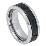 714-8mm Two-tone Black IP Center with Diagonal Grooves