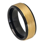 717-8mm Two-tone Black IP Inside & Yellow Gold IP Ice Finish Center Stepped Edge