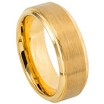 719-8mm Yellow Gold IP Plated Flat Brushed Center with High Polish Stepped Edge